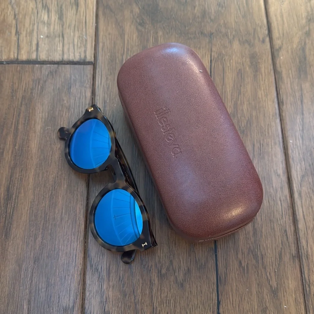 Illesteva Leonard Sunglasses Tortoise Blue Mirror - Picture 5 of 13